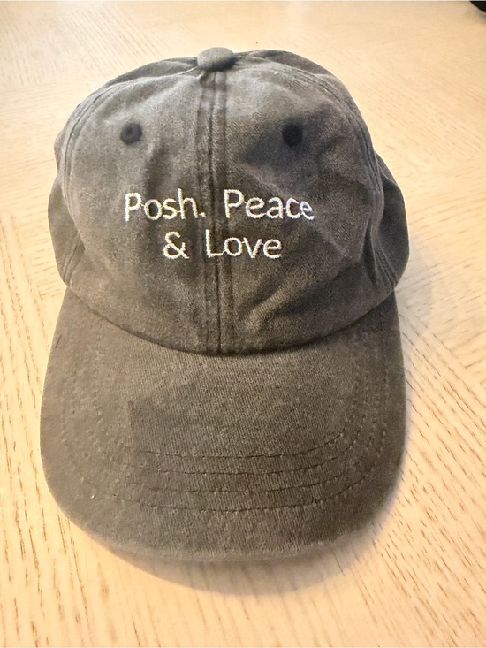 Accessories - Posh Peace & Love Embroidered Baseball Cap - Gray